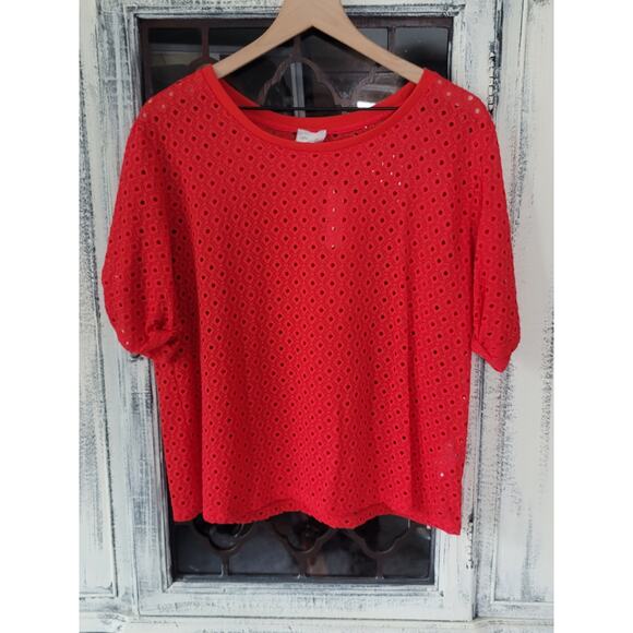NEW Anthropologie Chantel Red Lace Top - Size: Small - Picture 4 of 4